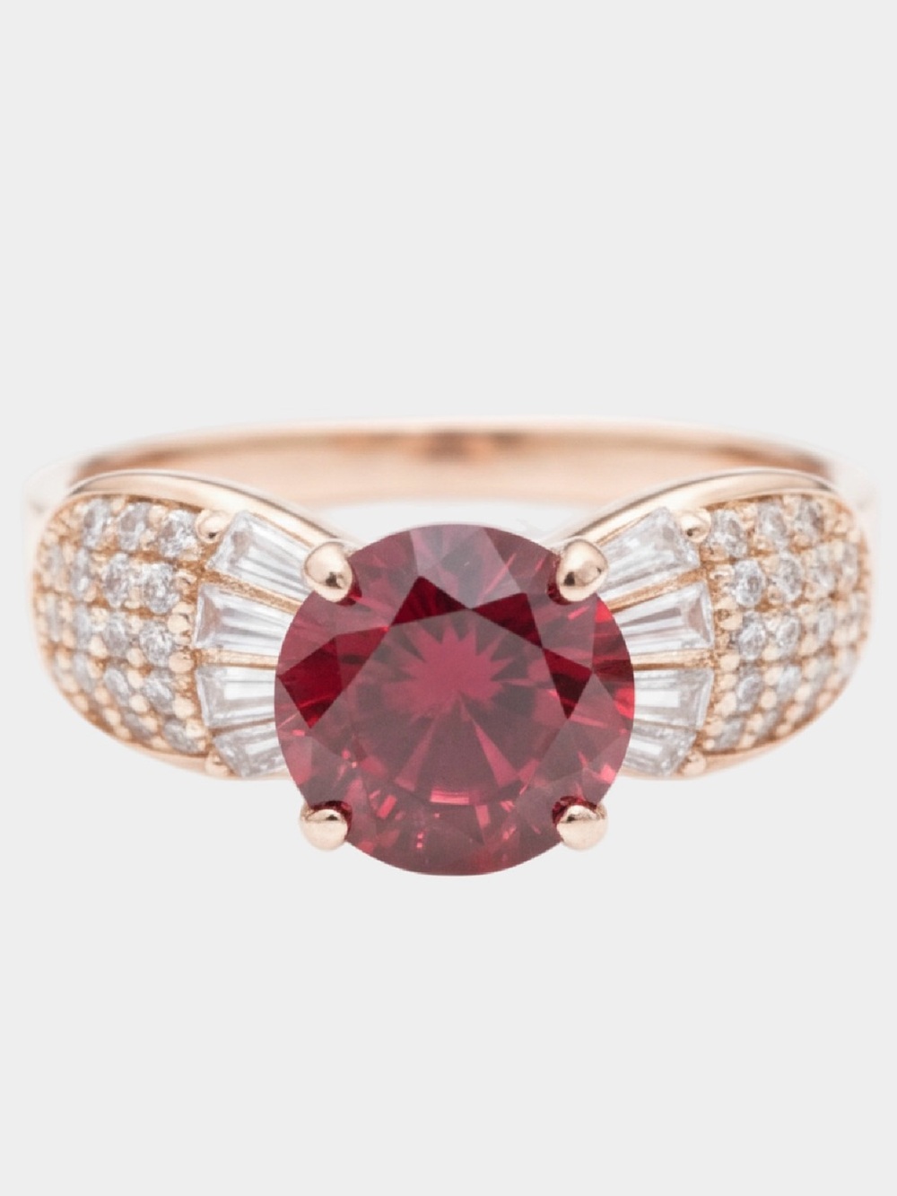 Vintage Inspired Garnet CZ Rose Gold Filled Statement Ring NWOT